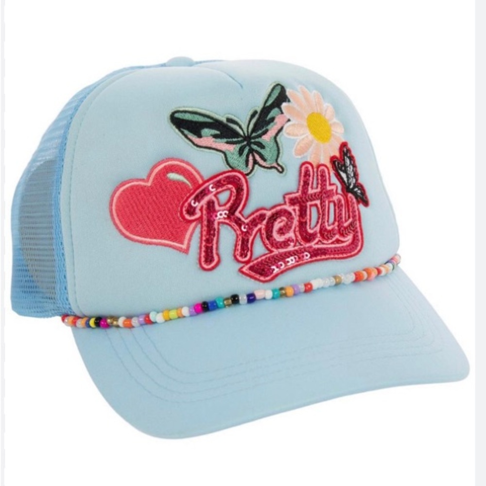 NEW Pretty Trucker Hat With Bead Chain
